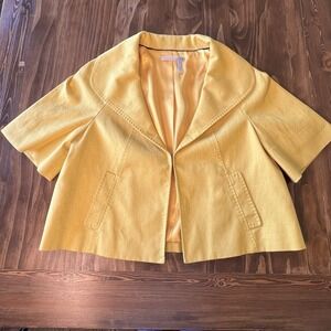 Yellow Crop Jacket Classique Entier Retro Swing‎ Style Size XL Women's
